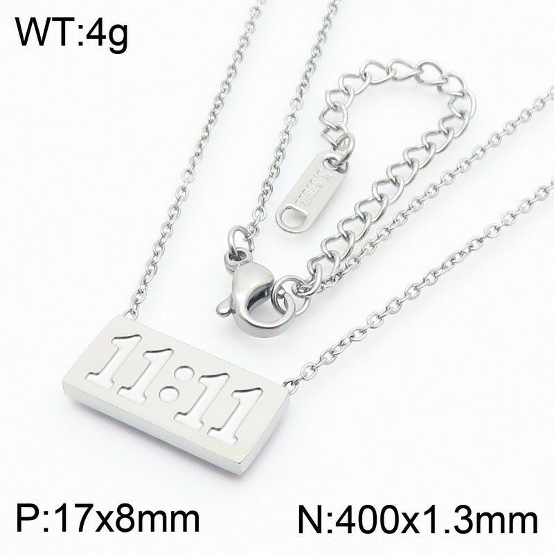 Wholesale Fashionable and Simple 11:11 Square Brand High-grade Stainless Steel Number Necklaces